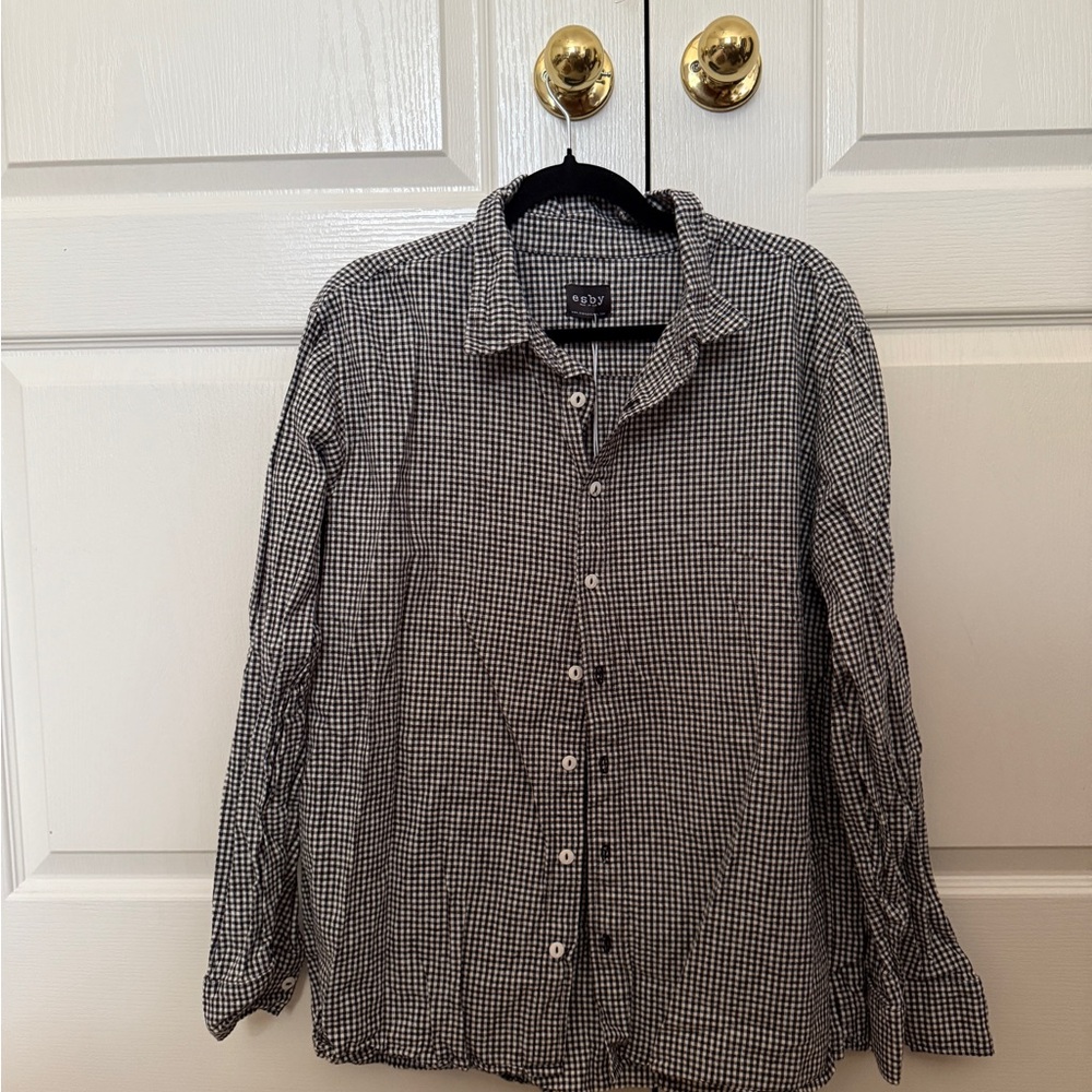 Esby Black and White Gingham Button-Up Shirt